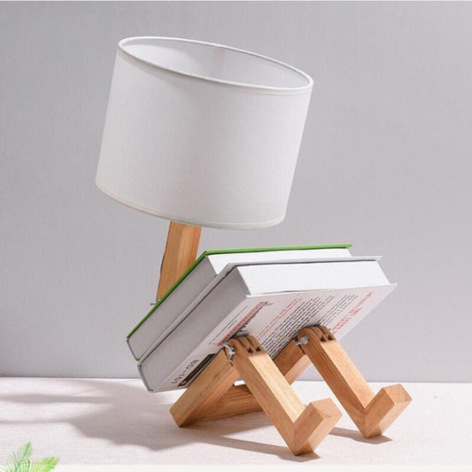 Lampe de chevet en Bois avec design Robot