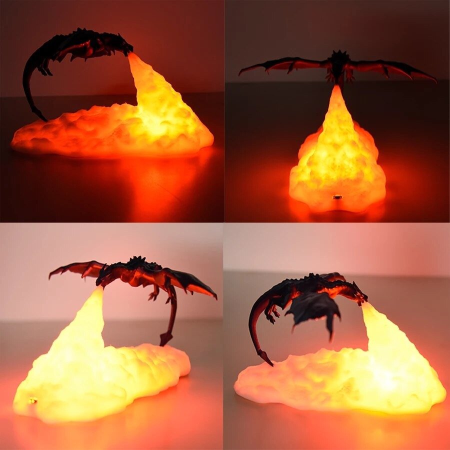 Lampe de chevet pour Enfant : Dragon cracheur de feu