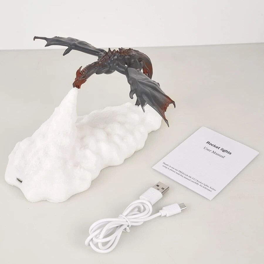 Lampe de chevet pour Enfant : Dragon cracheur de feu