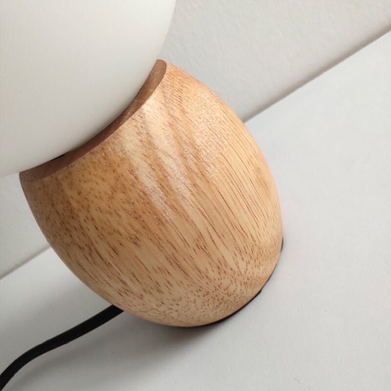 Lampe de chevet LED Boule en Bois - Éclairage moderne et élégant