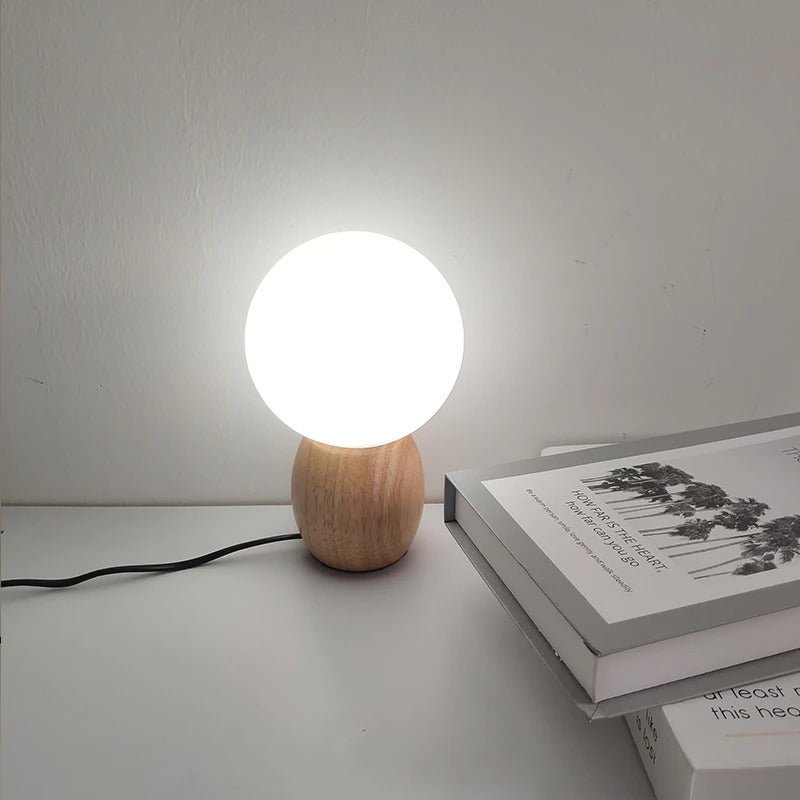 Lampe de chevet LED Boule en Bois - Éclairage moderne et élégant