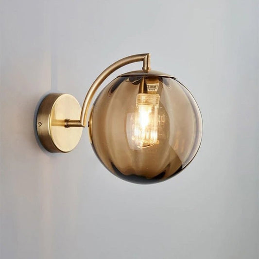 Lampe de chevet Murale Design Boule en Verre Fumé - Collection Eclat Brillant