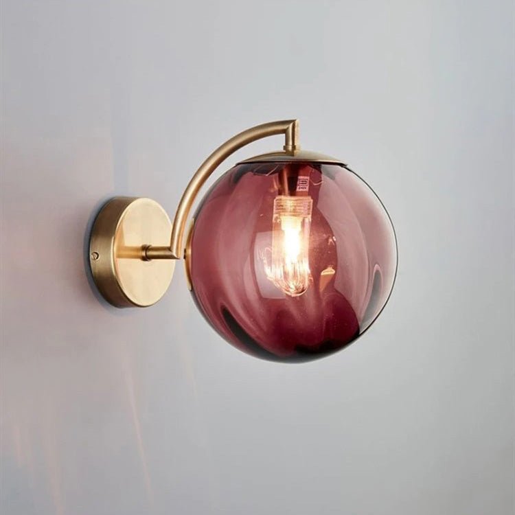 Lampe de chevet Murale Design Boule en Verre Fumé - Collection Eclat Brillant