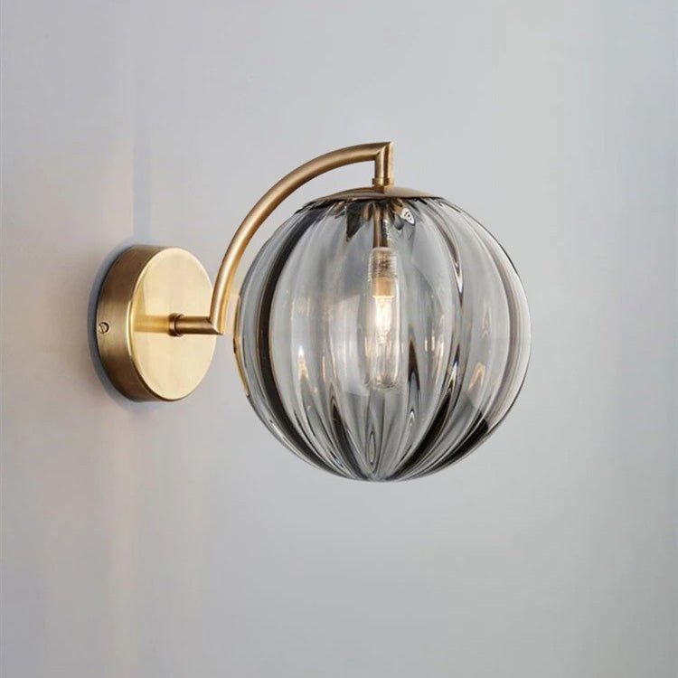 Lampe de chevet Murale Design Boule en Verre Fumé - Collection Eclat Brillant