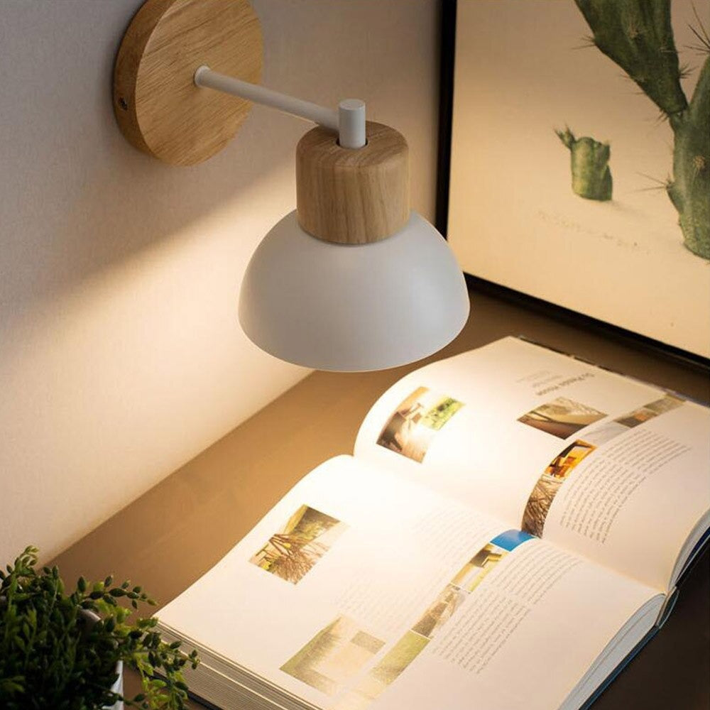 Lampe murale rétro en bois pour chevet