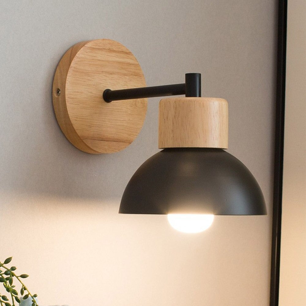 Lampe murale rétro en bois pour chevet