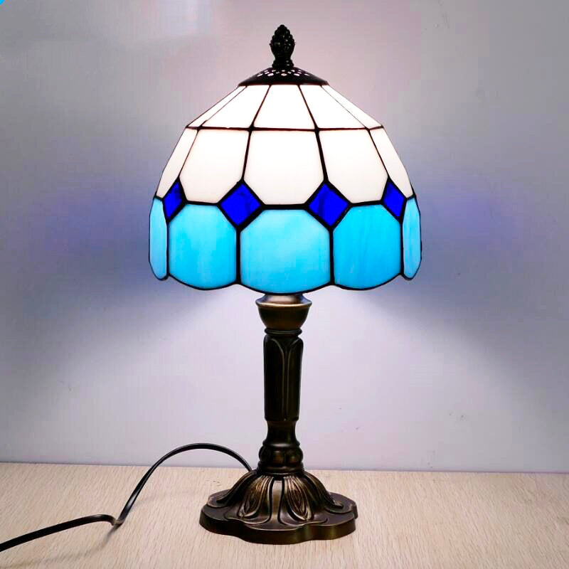 Lampe de chevet Vintage Tiffany Bleue Deluxe