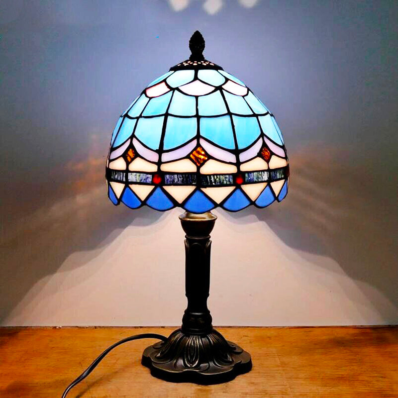 Lampe de chevet Vintage Tiffany Bleue Deluxe