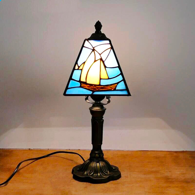 Lampe de chevet Vintage Tiffany Bleue Deluxe